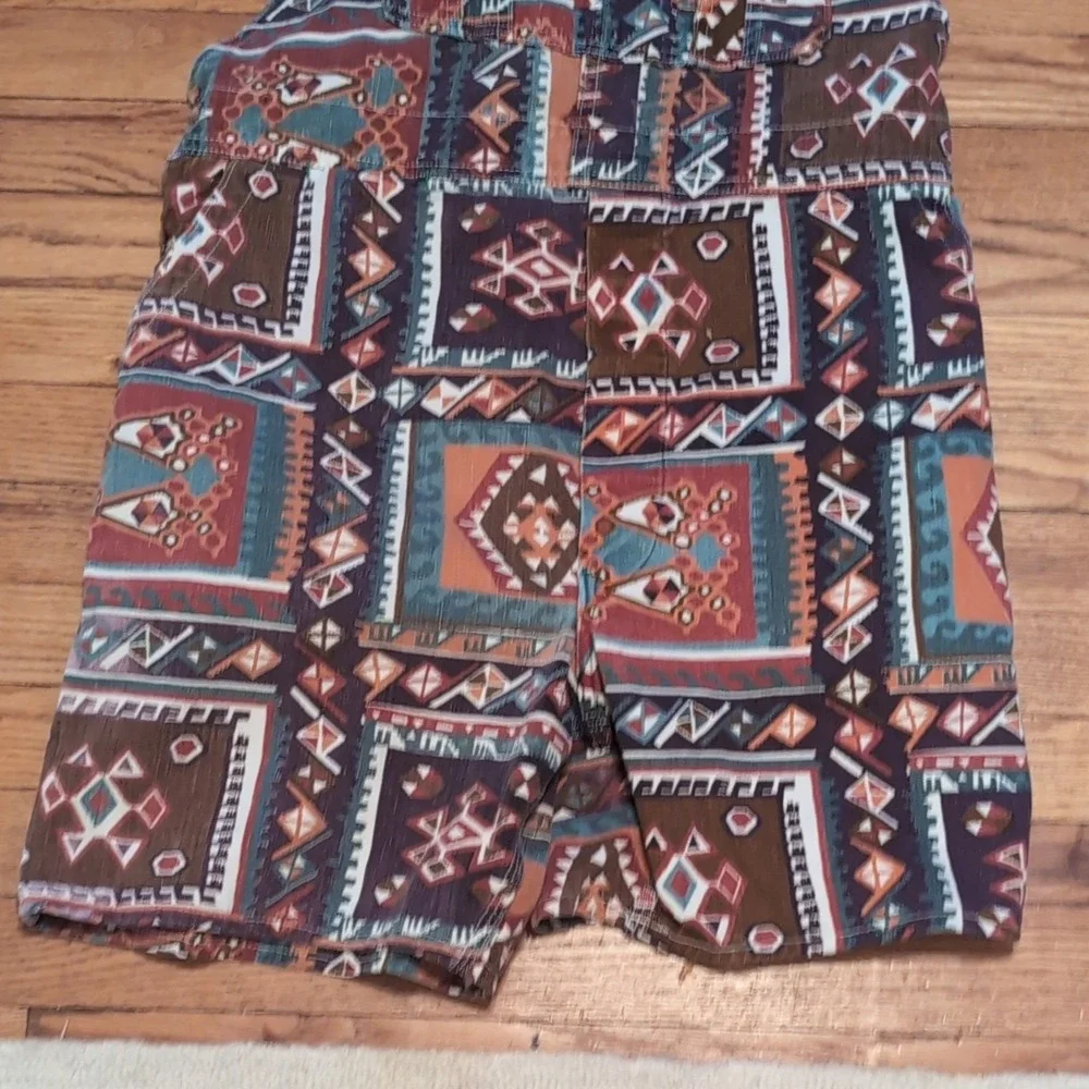 Big Smith Southwestern Pattern Short Overalls Aztec Waist 38 Union Made